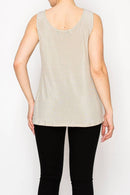 Origami Apparel ~ Lace and Crochet inspired - Shimmery Essential Sleeveless Lurex Tank - 4844BEIGE
