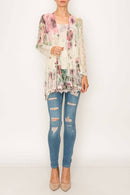 Origami Apparel ~ Lace and Crochet inspired - Feminine Stretchy Snug Long Sleeve Lace Cardigan - 493BIG ROSE