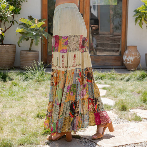 Young Threads - Assorted Fabric Tiered Every Day Pants with Patchwork