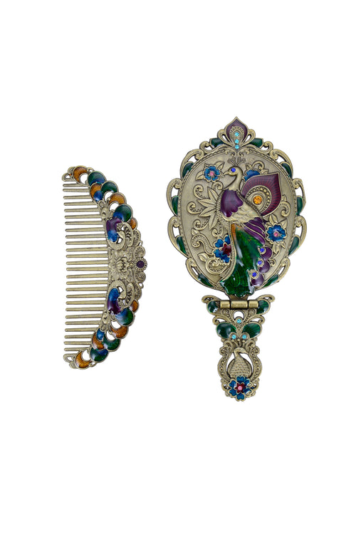 Ole - Medium Size Peacock Metal Mirror Set M0391