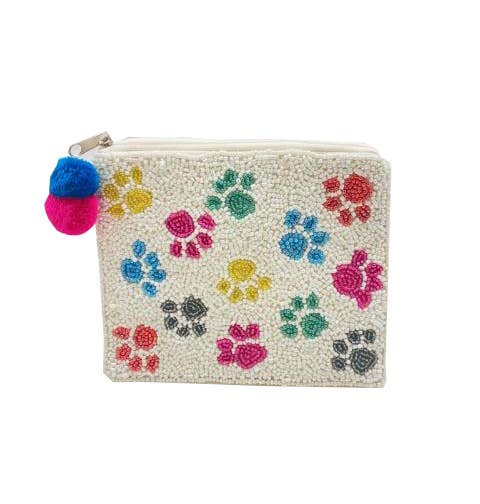 Ole - Colorful Pawprint Beaded Coin Purse