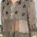 Young Threads - Women’s Mexican Embroidery Blouse - Gathered Waist Shirt