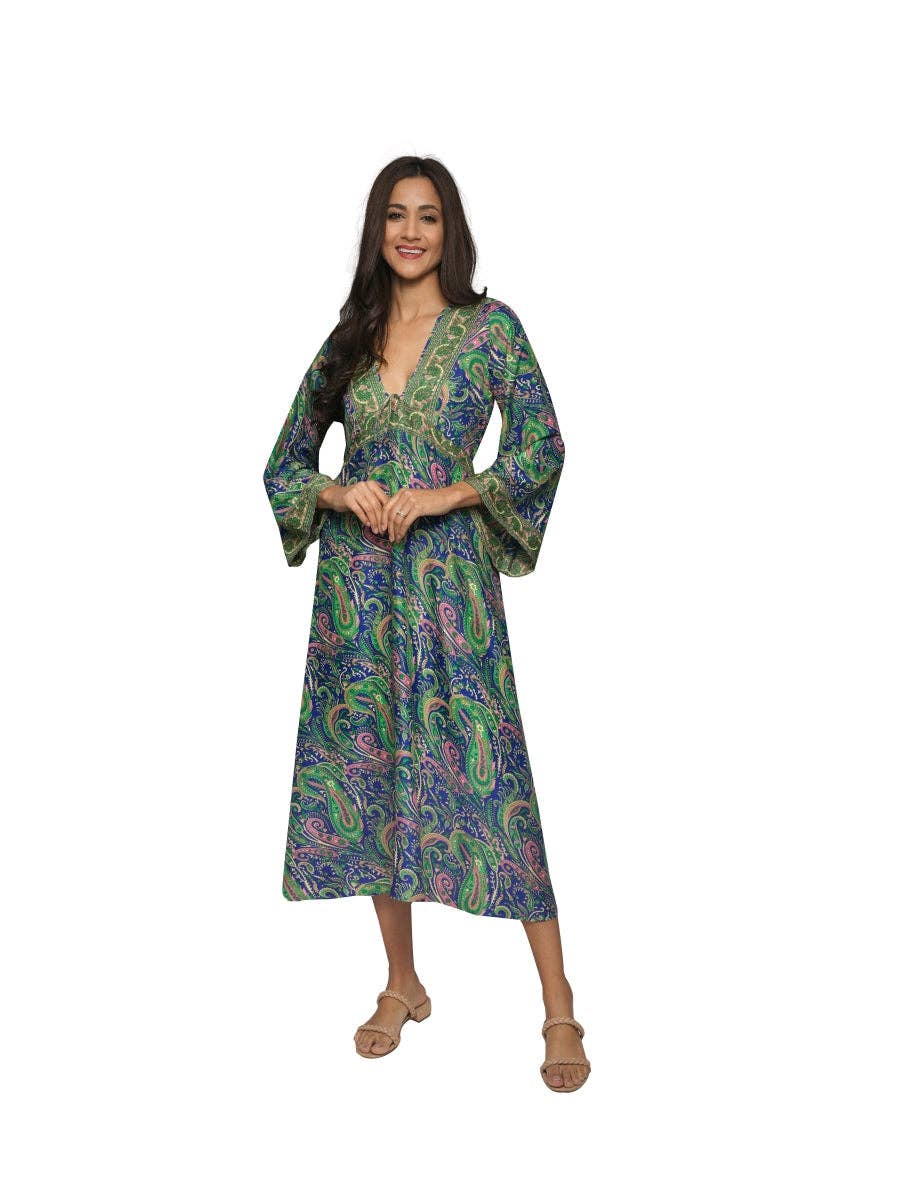 Sacred Threads - Faux Silk Patterned Dress