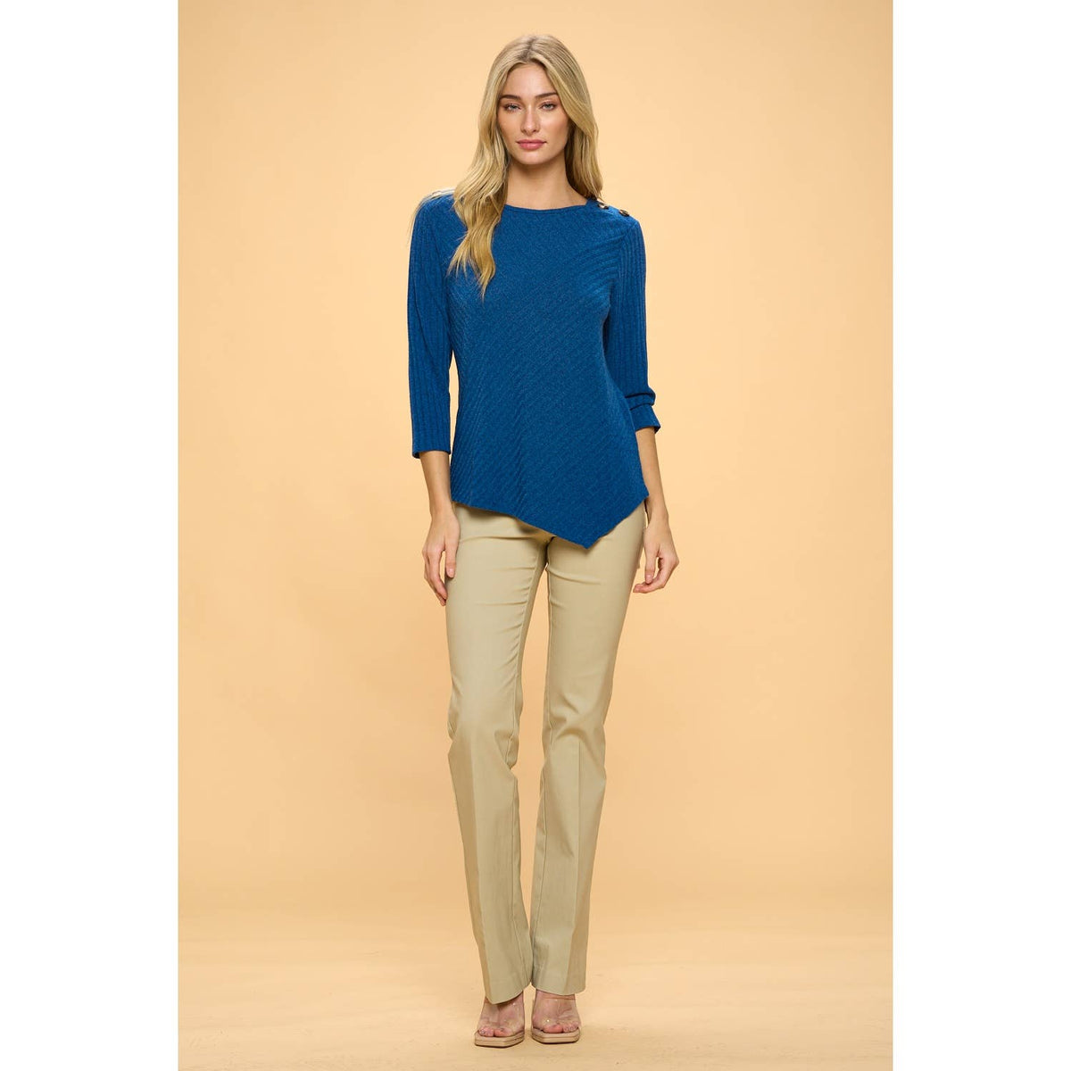 Perseption - SCOOP NECK BUTTON SHOULDER SWEATER