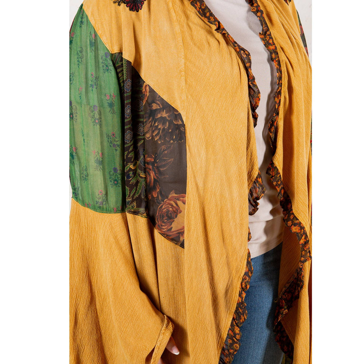 Young Threads - Rustic Bohemian: Patchworked Shrug ALSO IN PLUS