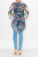 Origami Apparel ~ Lace and Crochet inspired - OLS-4495 BG/DENIM ROSE