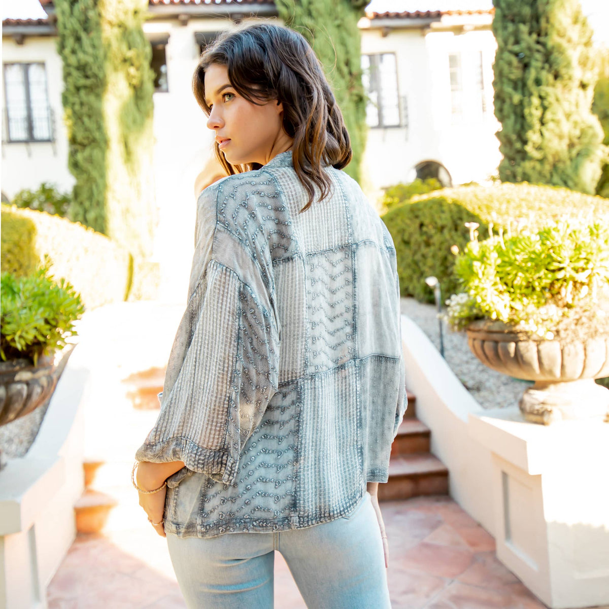 YOUNG THREADS - Western Bohemian Georgette Kimono Shirt