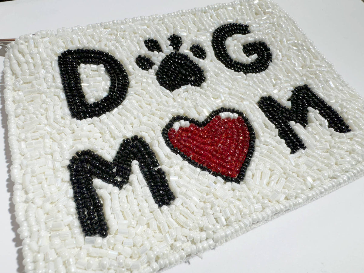 Ole - DOG MOM Beaded Mani Coin Purse