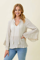 Mystree - 57645 Crinkle Bell Sleeve Blouse