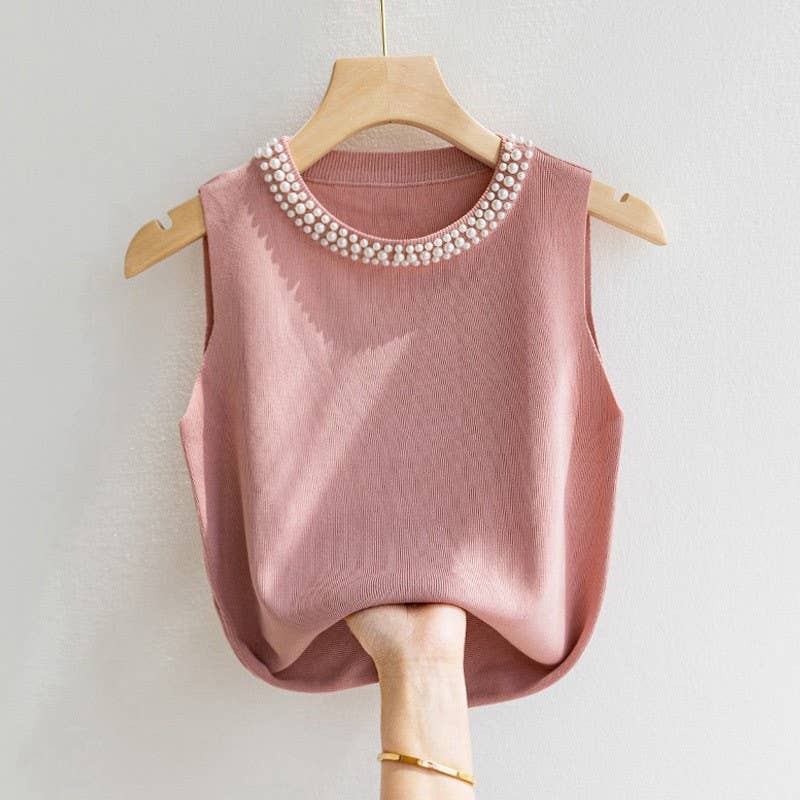 Hope & Sunshine - Beaded Sleeveless Knit Top