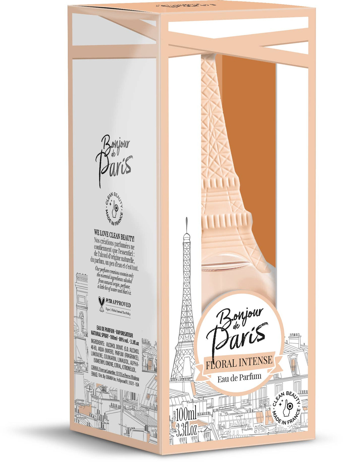 Bonjour de Paris - Distributed by Scents of Europe - Eau de Parfum - Intense Floral - 3.3 oz (100ml)