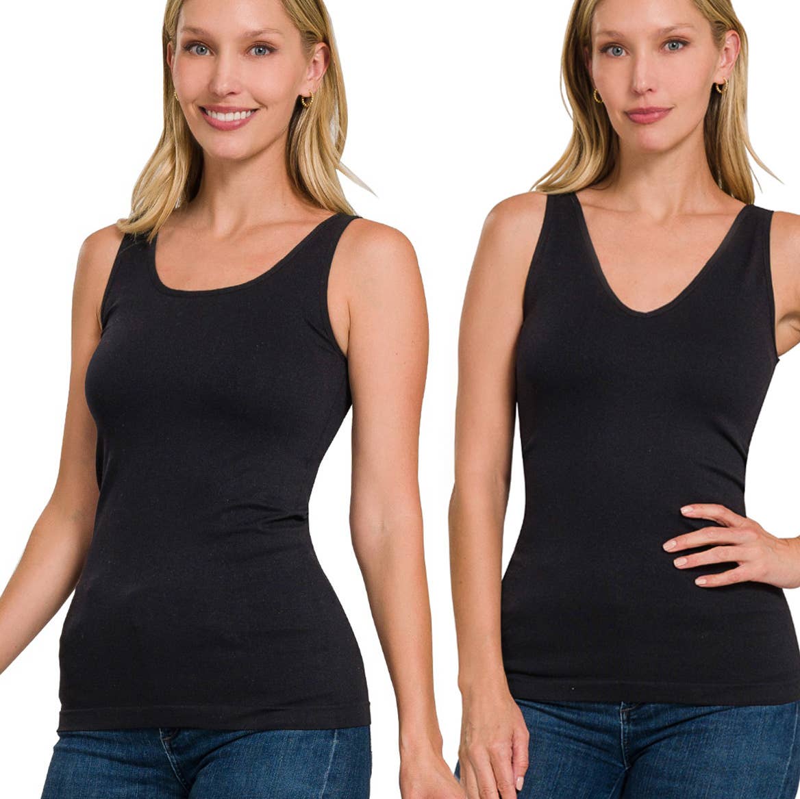 42POPS - ",,..2 Way V-neck/Scoop neck Seamless Tank