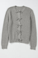 Fiery Red Sweet Bow Front Knit Cardigan