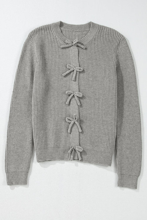 Fiery Red Sweet Bow Front Knit Cardigan