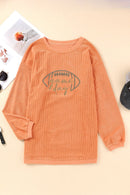 White Football Graphic Game Day Embroidered Corded Sweatshirt