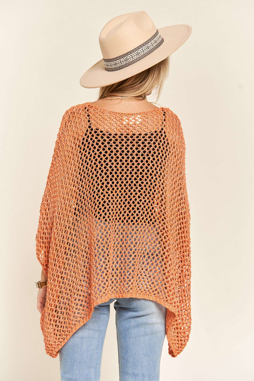 Madelyn - LESW3218 - FISHNET PONCHO COVER UP