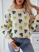 Hope & Sunshine - Clover Pattern Knit Pullover Sweater