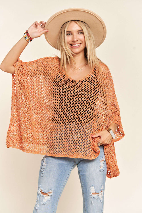 Madelyn - LESW3218 - FISHNET PONCHO COVER UP
