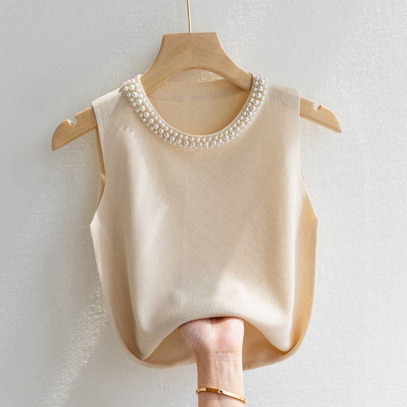 Hope & Sunshine - Beaded Sleeveless Knit Top