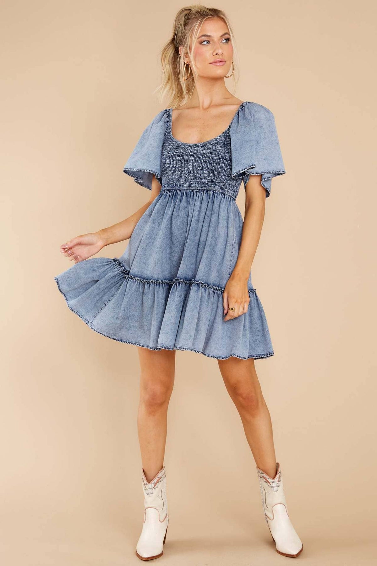 Hope & Sunshine - Denim Short Sleeve Tunic Dress