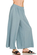 42POPS - ",,, WOVEN PLEATED LINEN BLEND WIDE LEG PANTS