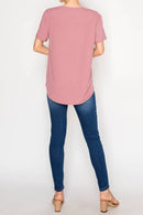 Origami Apparel ~ Lace and Crochet inspired - Ultra-Soft Short Sleeve Tee - OLS-4867DUSTY ROSE