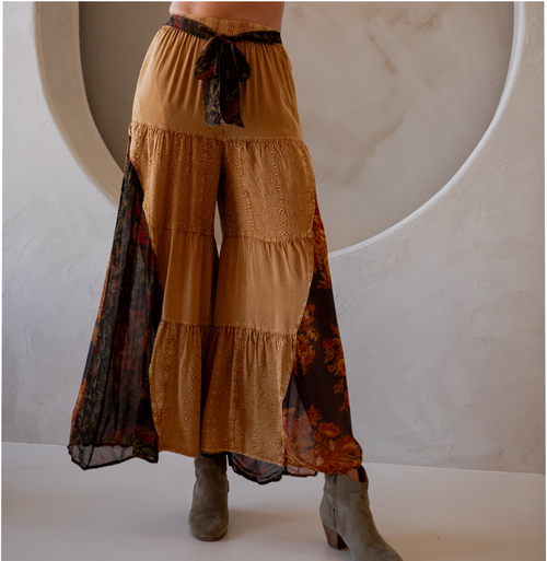 Young Threads - Rustic Bohemian: Side Paneled Patchwork Pants (New Color)