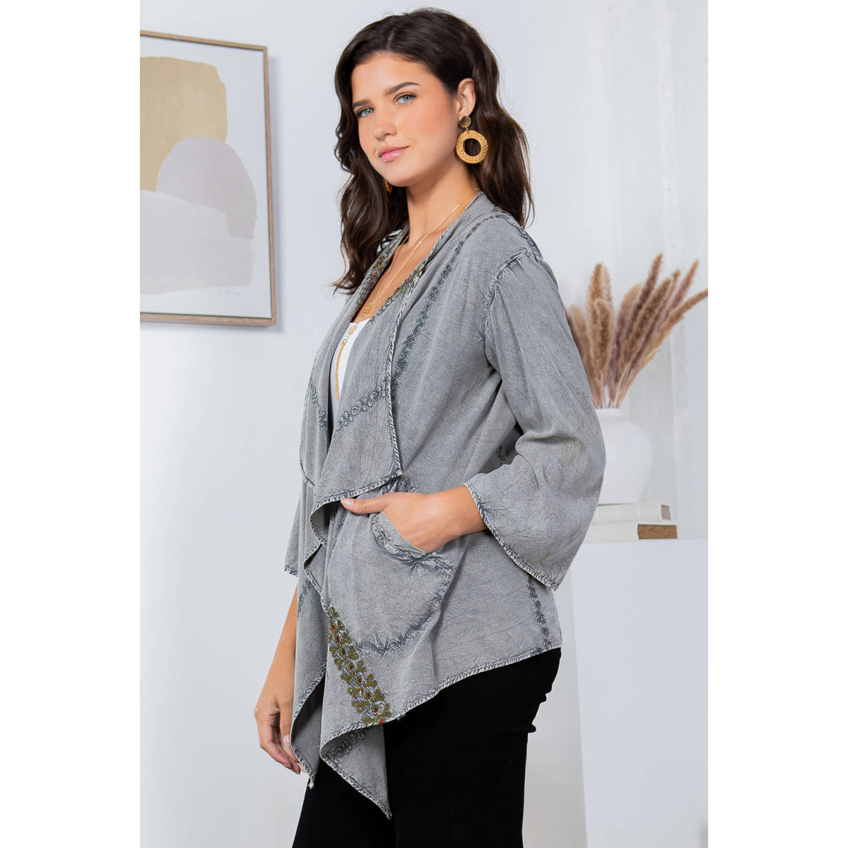Young Threads - Bohemian Elegance: Stonewashed Rayon Kimono