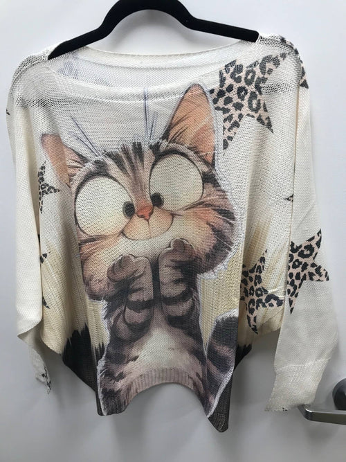 LOOWIE - POCATG The Cutest Cat Knit Printed Sweater LOOWIE
