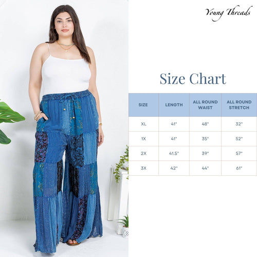 Young Threads - Retro Revival Long Flared Patchwork Pants (New Color)