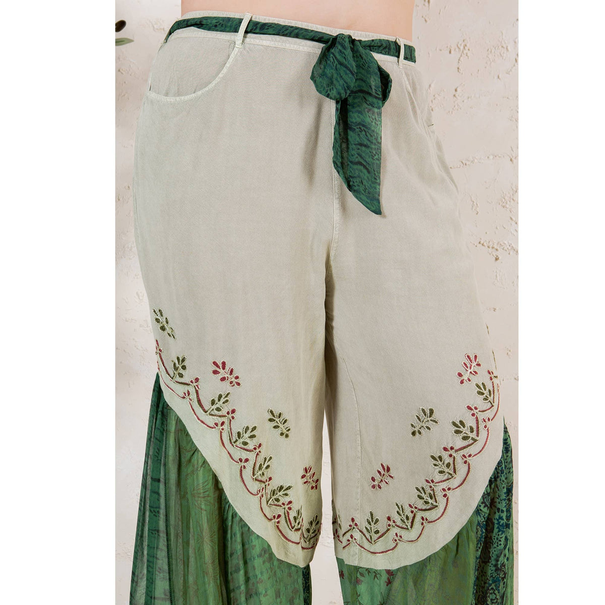 Young Threads - Boho Overdyed Rayon Bellbottom Pants : Gravel / PLUS (XL-1X-2X-3X 1-2-2-1)