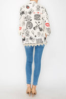 Origami Apparel ~ Lace and Crochet inspired - Lightweight Sequin and Lace Detailed Button-Up Blouse - 4718BG RNR