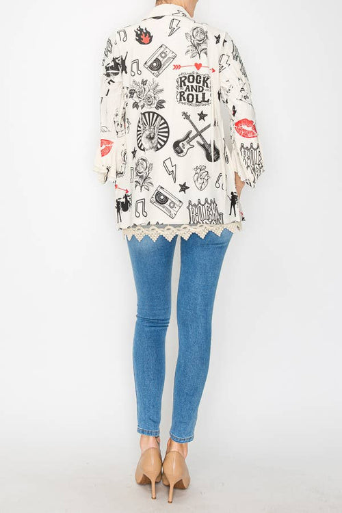 Origami Apparel ~ Lace and Crochet inspired - Lightweight Sequin and Lace Detailed Button-Up Blouse - 4718BG RNR