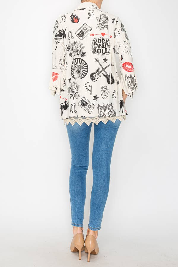 Origami Apparel ~ Lace and Crochet inspired - Lightweight Sequin and Lace Detailed Button-Up Blouse - 4718BG RNR