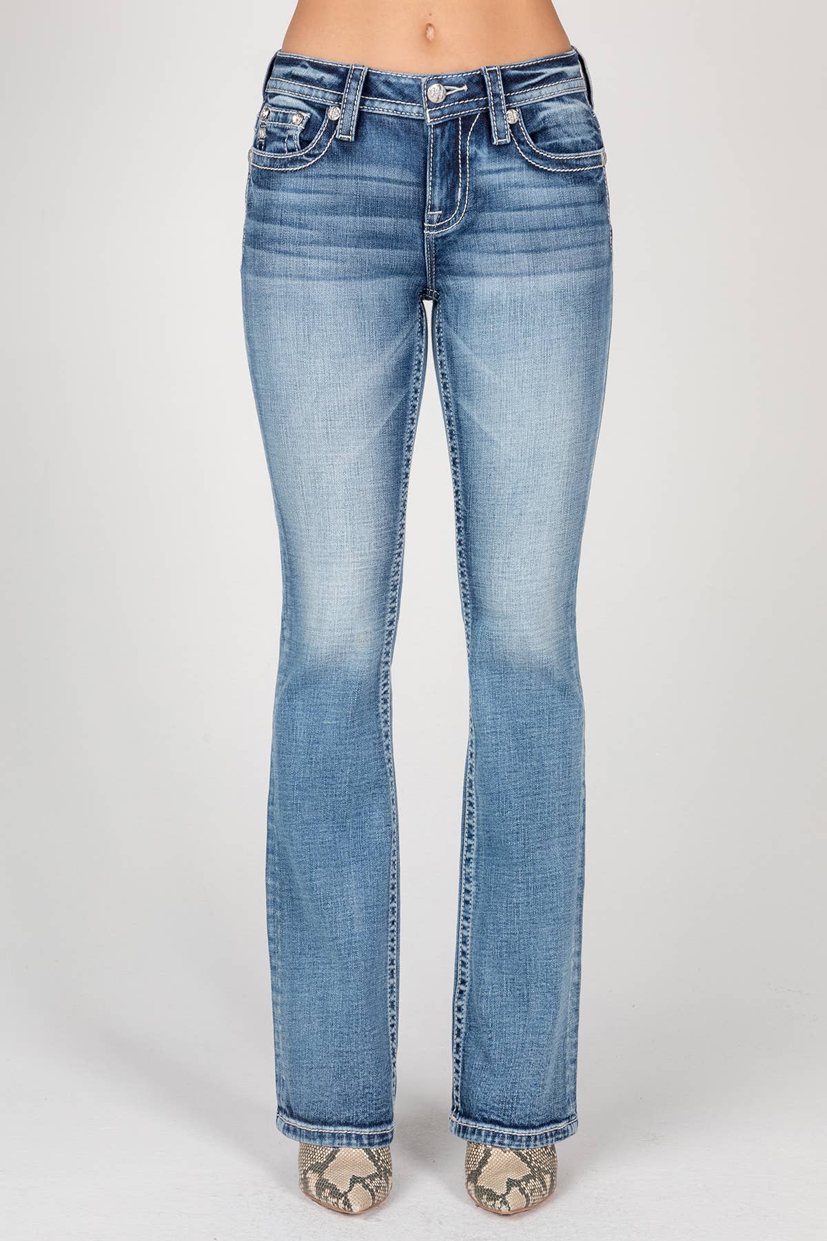 Miss Me-M9317B-Mid-Rise Bootcut Jeans