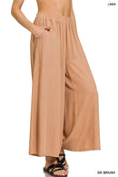 42POPS - ",,, WOVEN PLEATED LINEN BLEND WIDE LEG PANTS
