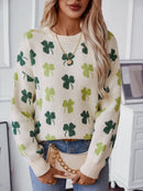 Hope & Sunshine - Clover Pattern Knit Pullover Sweater