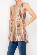 Origami Apparel ~ Lace and Crochet inspired - Soft Flowy Tunic Tank with Hidden Pockets - 501-T16TP-VINTAGE BI