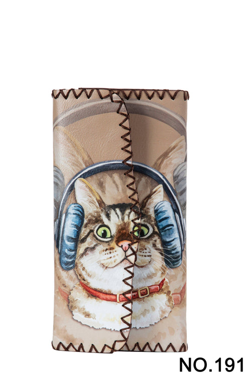 Ole - Cat With Headphones Printed Wallet HB0582 - NO.191