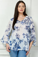 Winslow Collection - PLUS SIZE RUFFLE SLEEVE V-NECK SWING TOP
