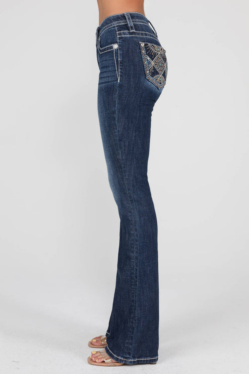 Miss Me-M9250B-Mid-Rise Bootcut Jeans