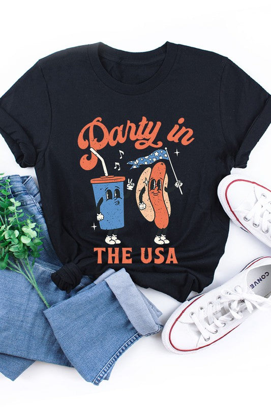 Party in the USA graphic short-sleeve T-shirt with printed lettering