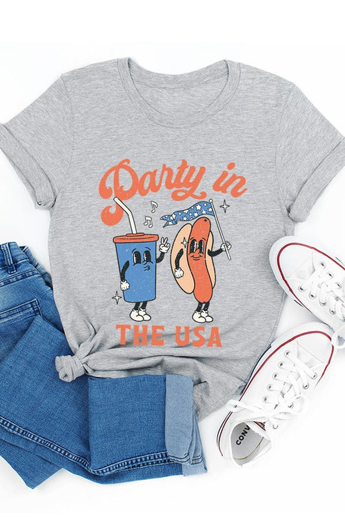 Party in the USA graphic short-sleeve T-shirt with printed lettering