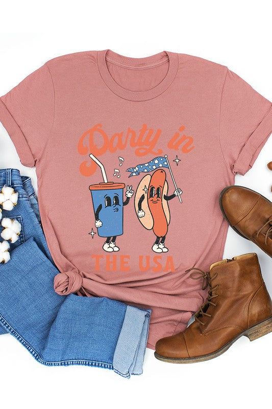 Party in the USA graphic short-sleeve T-shirt with printed lettering