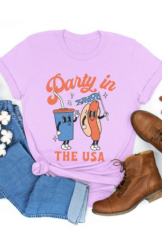 Party in the USA graphic short-sleeve T-shirt with printed lettering