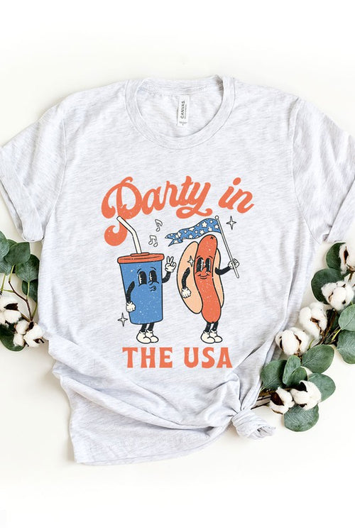 Party in the USA graphic short-sleeve T-shirt with printed lettering
