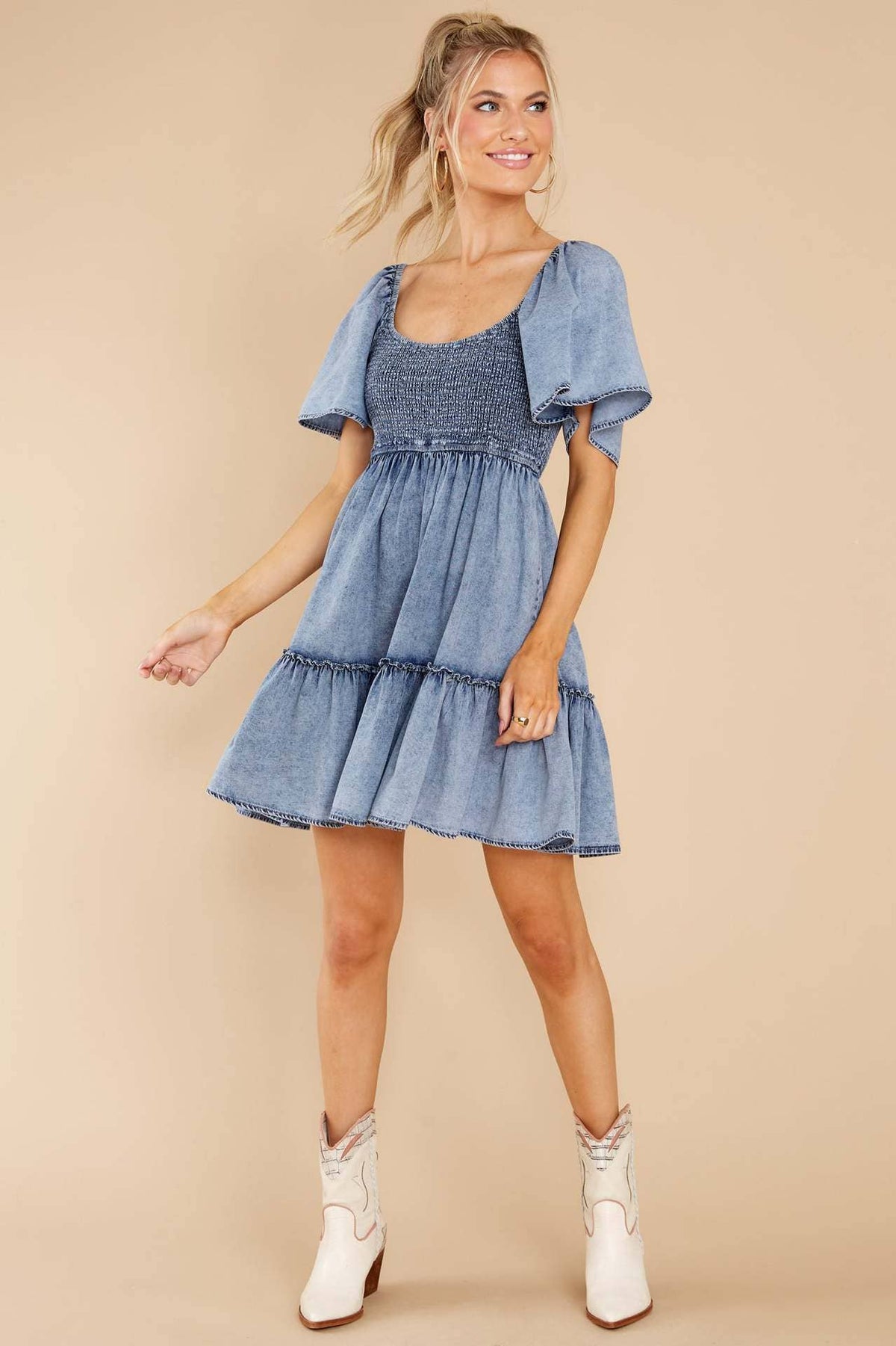 Hope & Sunshine - Denim Short Sleeve Tunic Dress