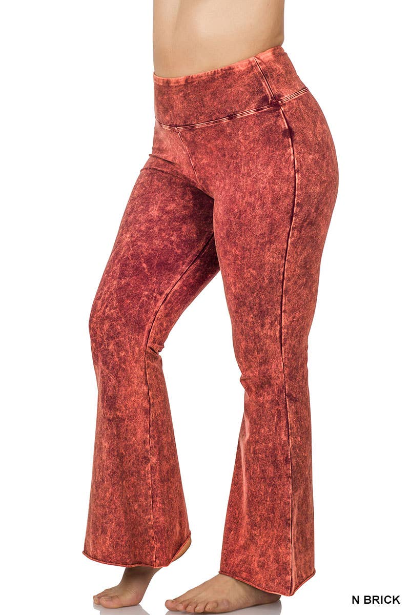 42POPS - ",..._ SI-19553 PLUS SIZE MINERAL WASHED Yoga pants