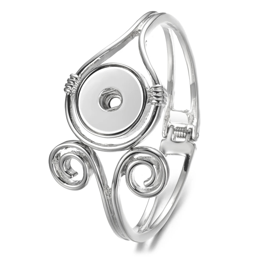 Sandy Snap Elegant Swirl Interchangeable Bracelet for 18mm Snap Buttons