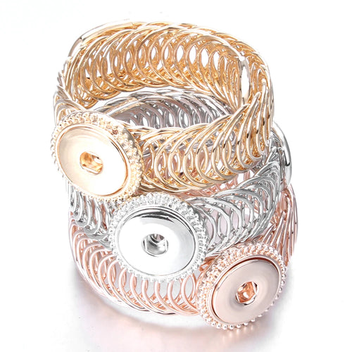 Rose Gold Sandy Snap Adjustable Bracelet Bangle Fits 18mm Snap Buttons